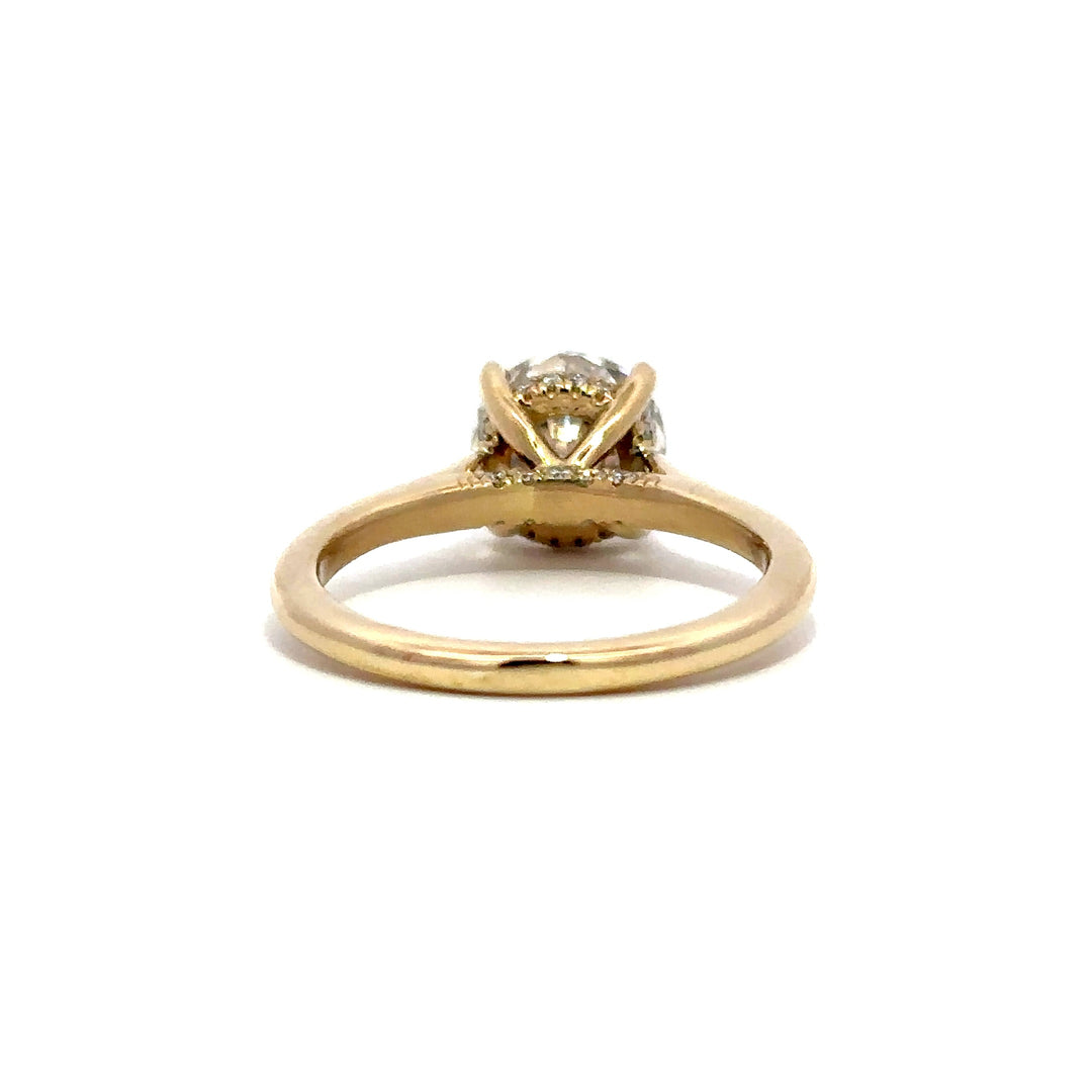 Hidden Halo Ring (Round) - 14k Yellow Gold with Bridge Diamonds 2.07ct #13416