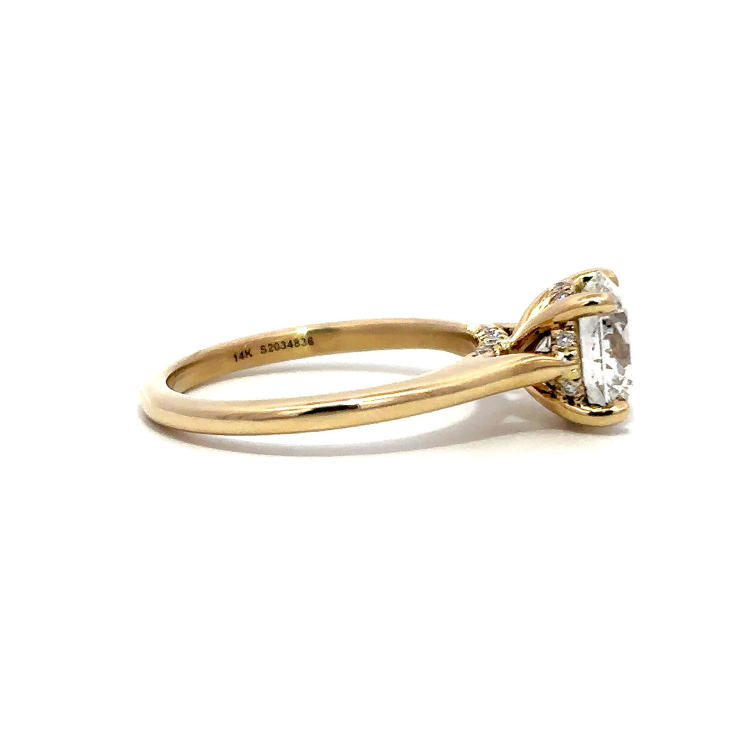 Hidden Halo Ring (Round) - 14k Yellow Gold with Bridge Diamonds 2.07ct #13416