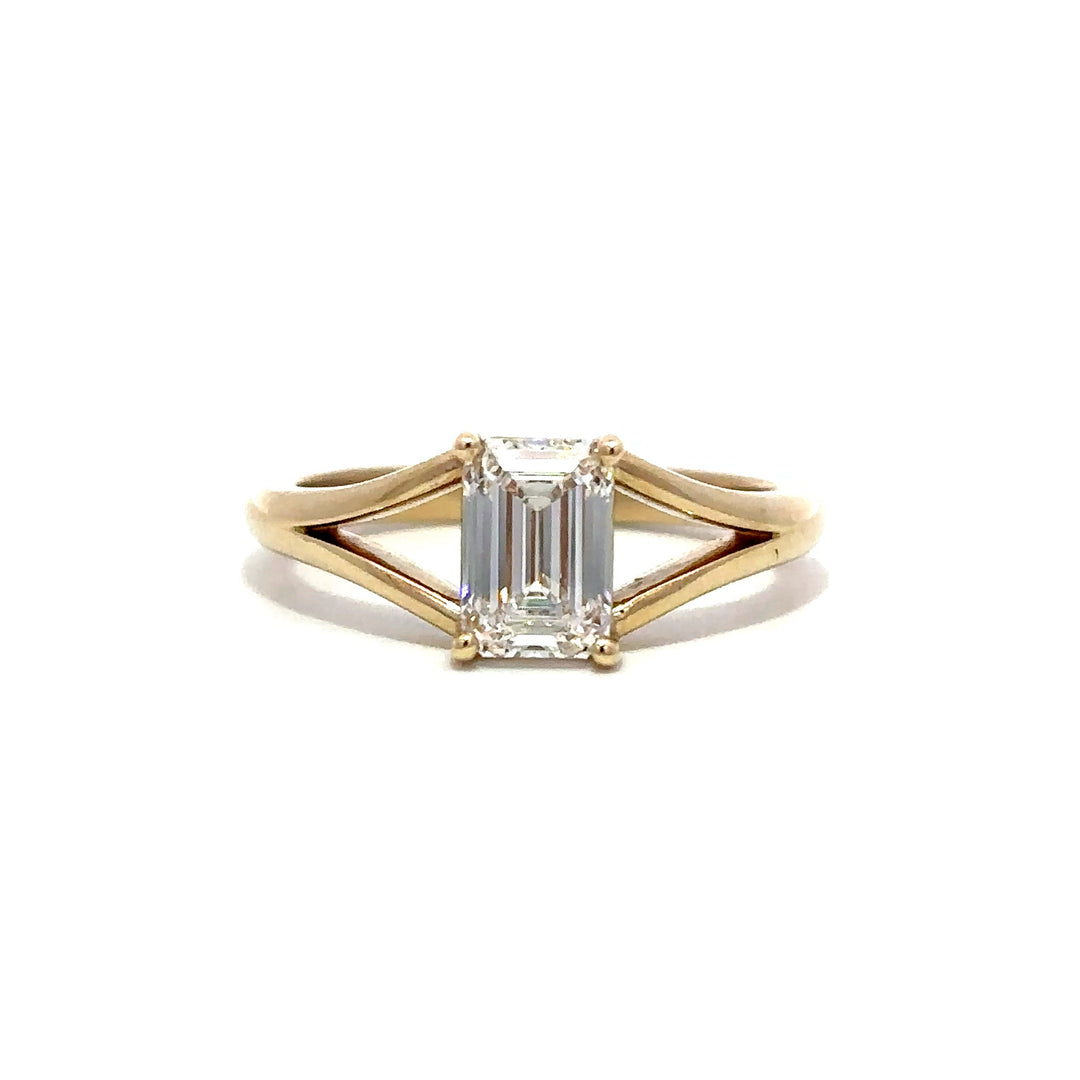 Split Shank Ring (Emerald) - 14k Yellow Gold 1.03ct #13419