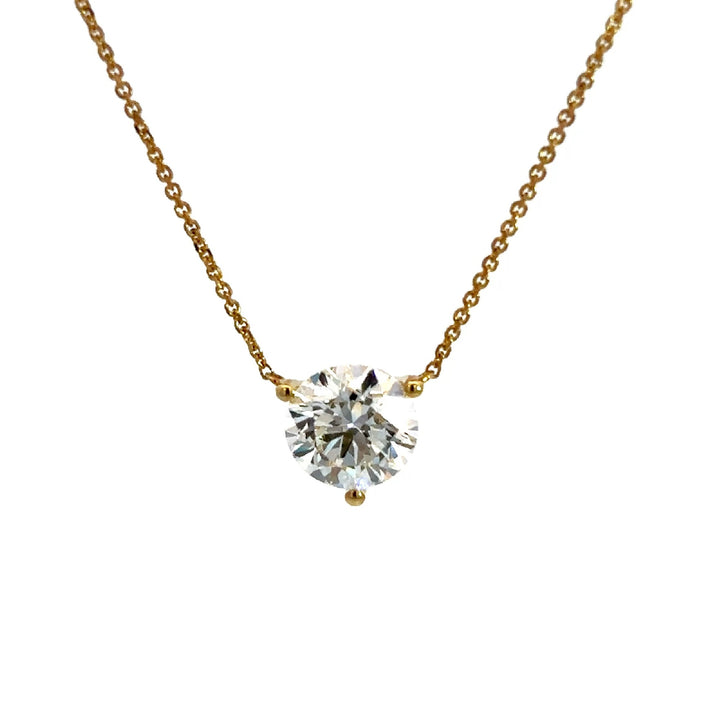 Solitaire Necklace (Round) - 14k Yellow Gold 2.00ct #13439
