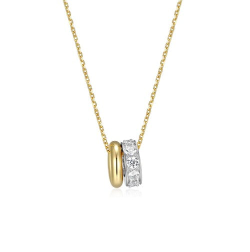 Sterling Silver with 18k Gold Finish - Double Ring Necklace #13444