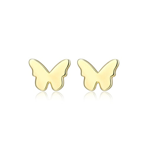 Sterling Silver with 18k Gold Finish - Butterfly Stud Earrings #13446