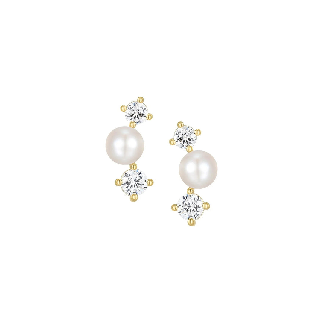 Sterling Silver with 18k Gold Finish - Curved Climber Earrings #13447