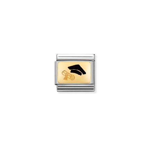 Composable Charm Link - "Grad Cap and Diploma' " in Stainless Steel & 18k Yellow Gold #13450