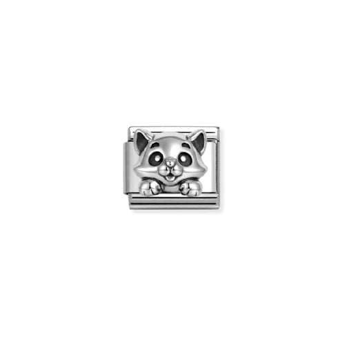 Composable Charm Link - "Cat" in Stainless Steel with Cubic Zirconia #13451