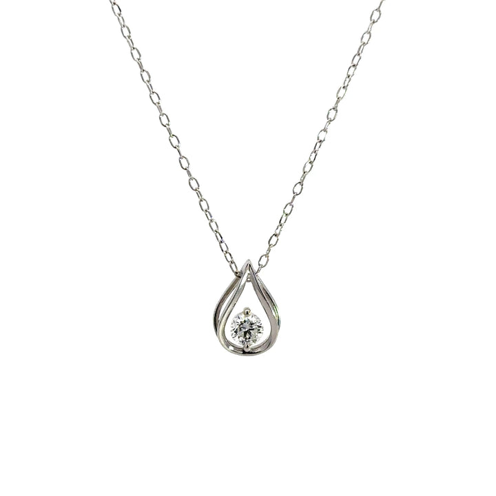 Pear Shape Necklace (Round) - 14k White Gold 0.25ct #12075