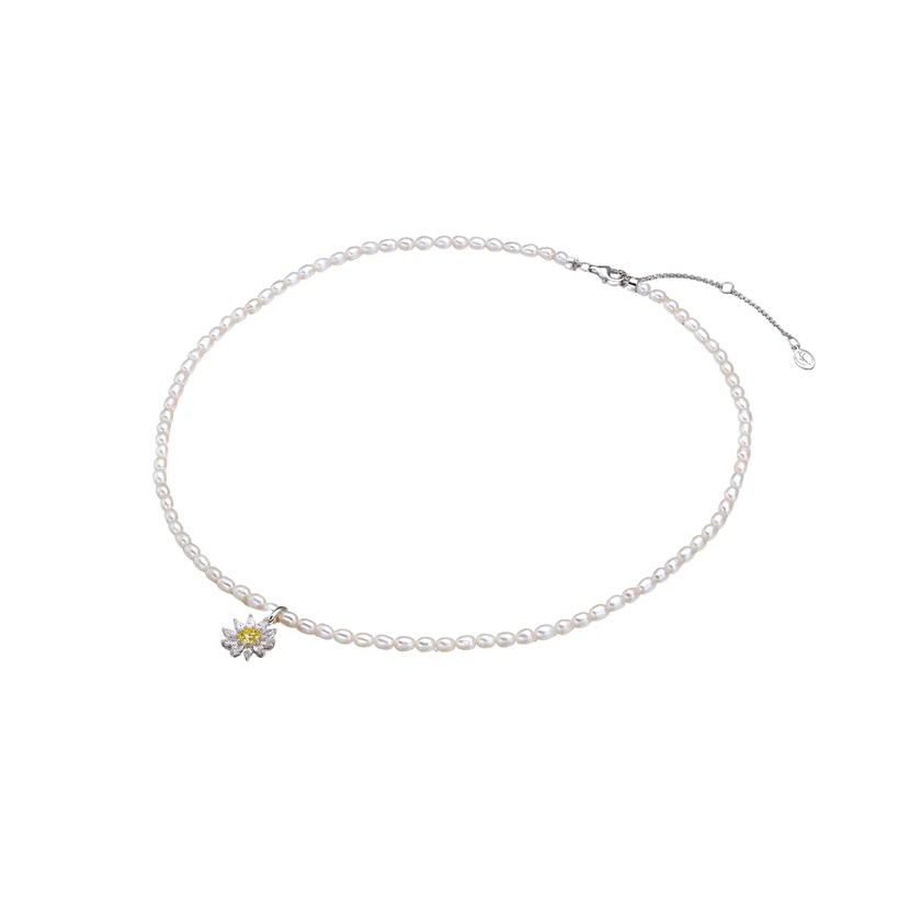 Flourishan "Sunlit Daisies" Necklace - 14k White Gold Vermeil #13121