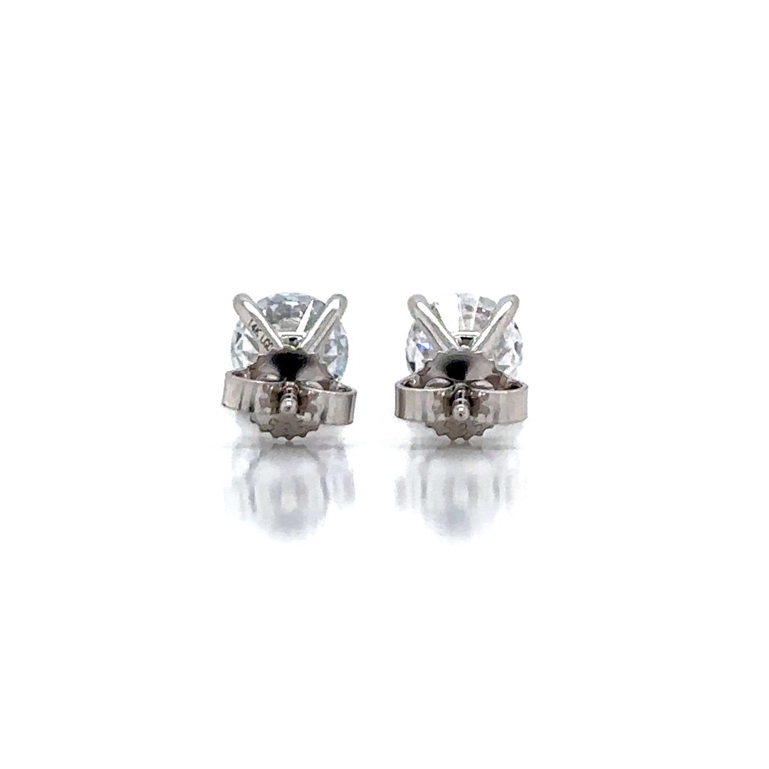 Solitaire Earrings (4-Prong) - 14k White and Yellow Gold