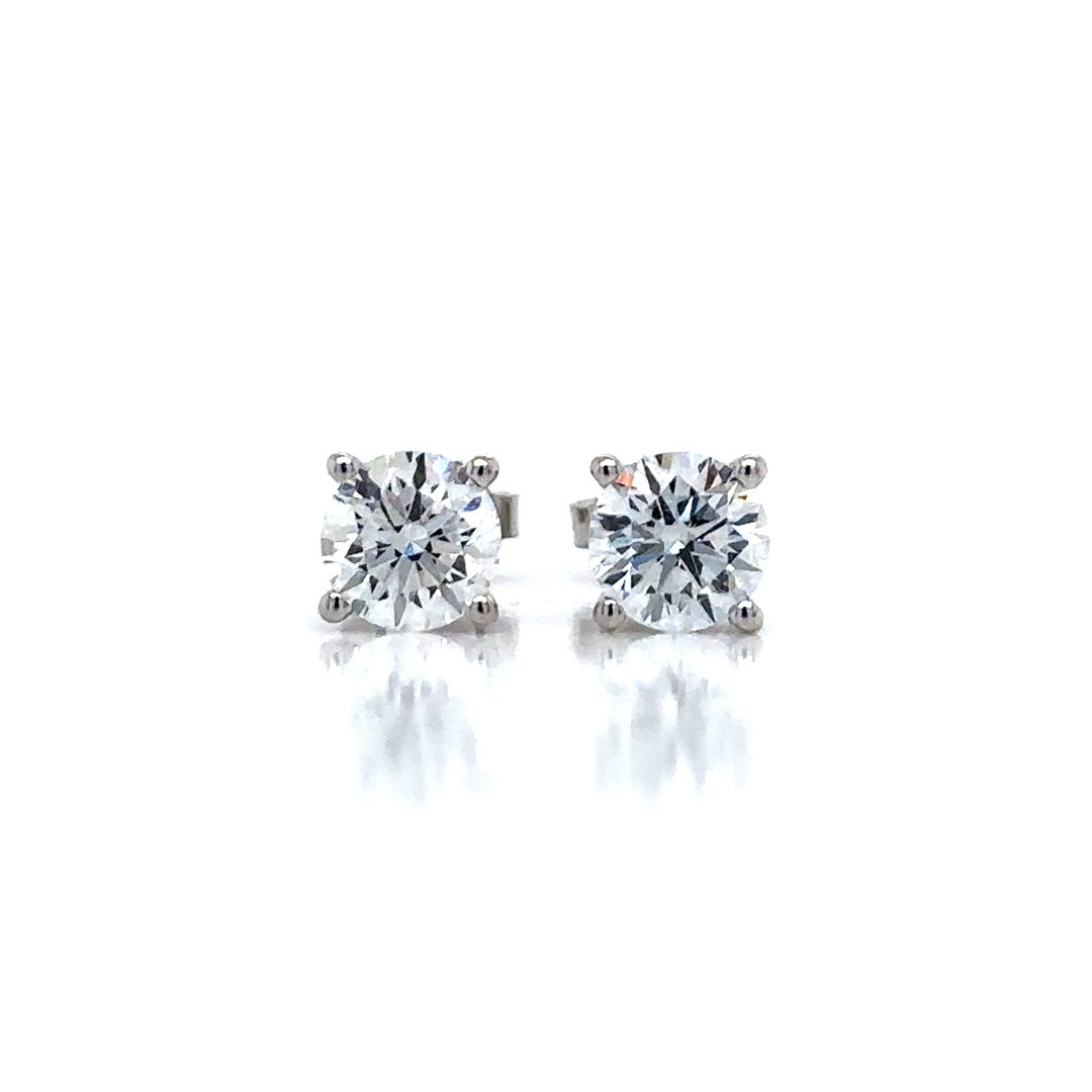 Solitaire Earrings (4-Prong) - 14k White and Yellow Gold