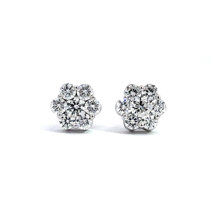 Flower Stud Earrings - 14k White & Rose Gold