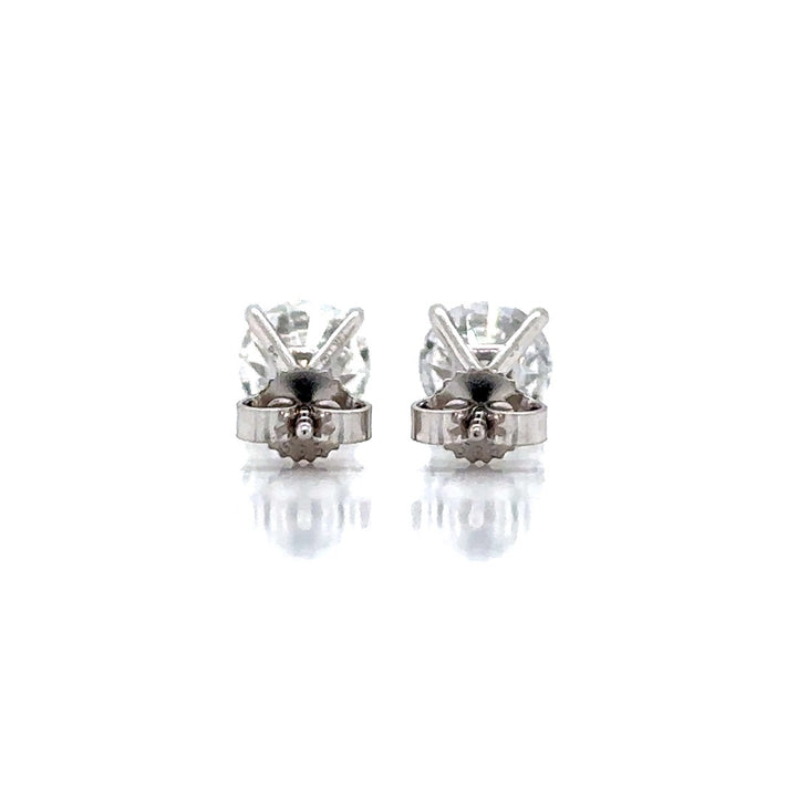 Solitaire Earrings (4-Prong) - 14k White and Yellow Gold