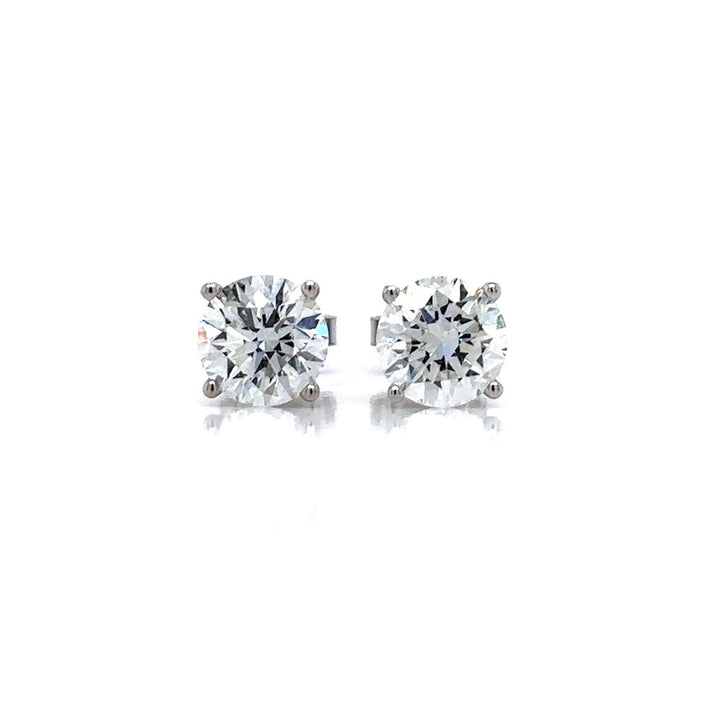 Solitaire Earrings (4-Prong) - 14k White and Yellow Gold