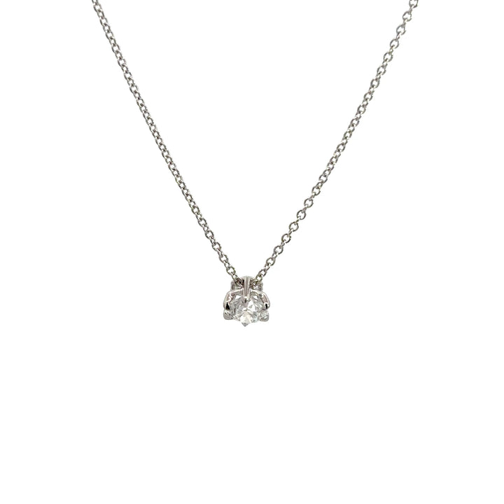 Solitaire Necklace (Round) - 14k White Gold 0.50ct #12074