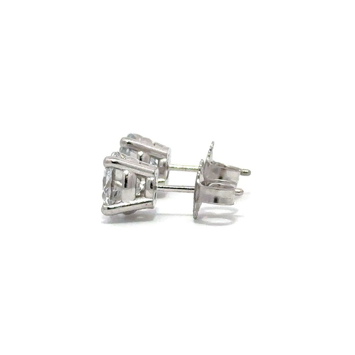 Solitaire Earrings (4-Prong) - 14k White and Yellow Gold