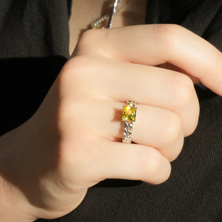 Flourishan "Sugar Box" Ring - 14k White Gold Vermeil #13124