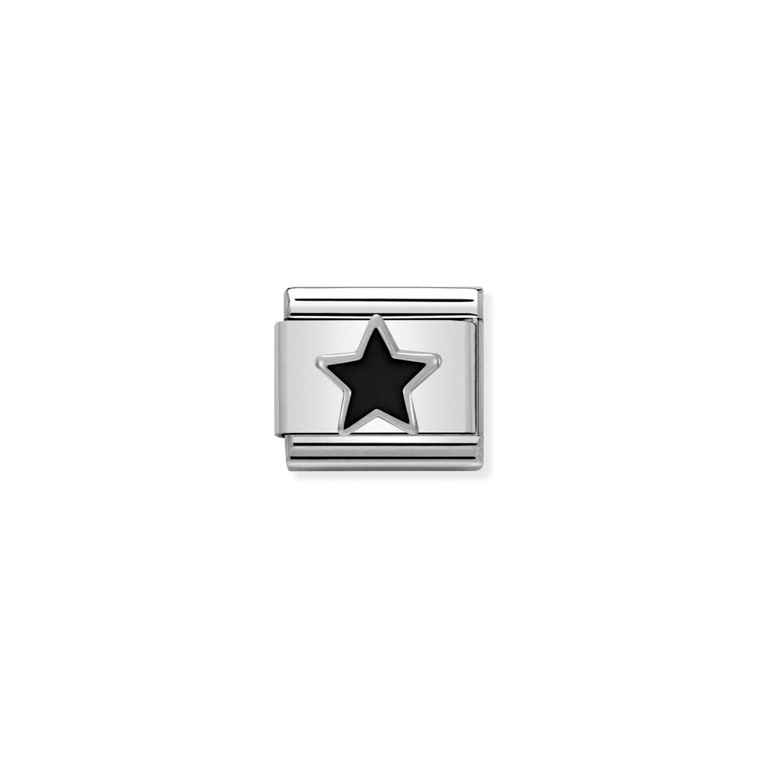 Composable Charm Link - "Black Star" in Stainless Steel with oxidized Sterling Silver #13216