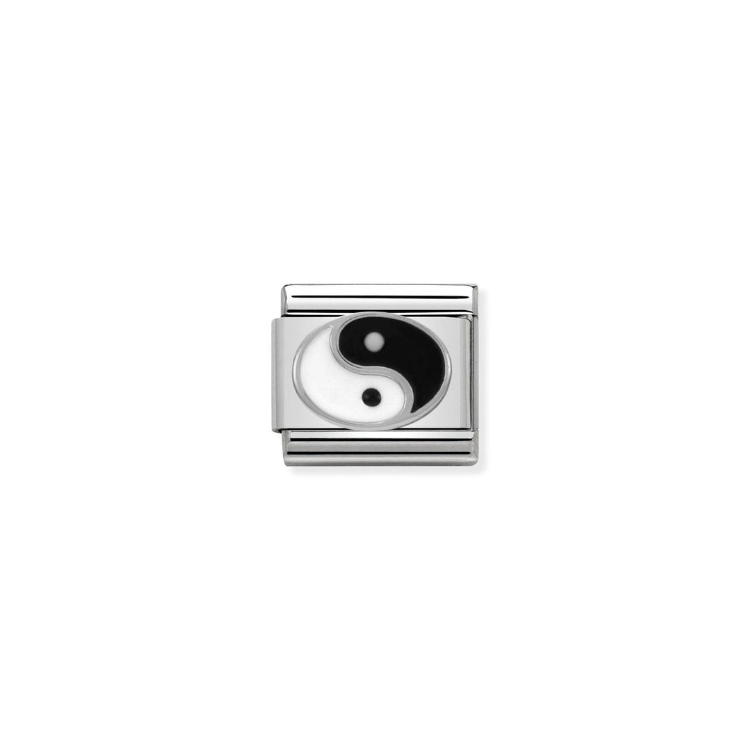 Composable Charm Link - "Ying Yang" in Stainless Steel with oxidized Sterling Silver #12582
