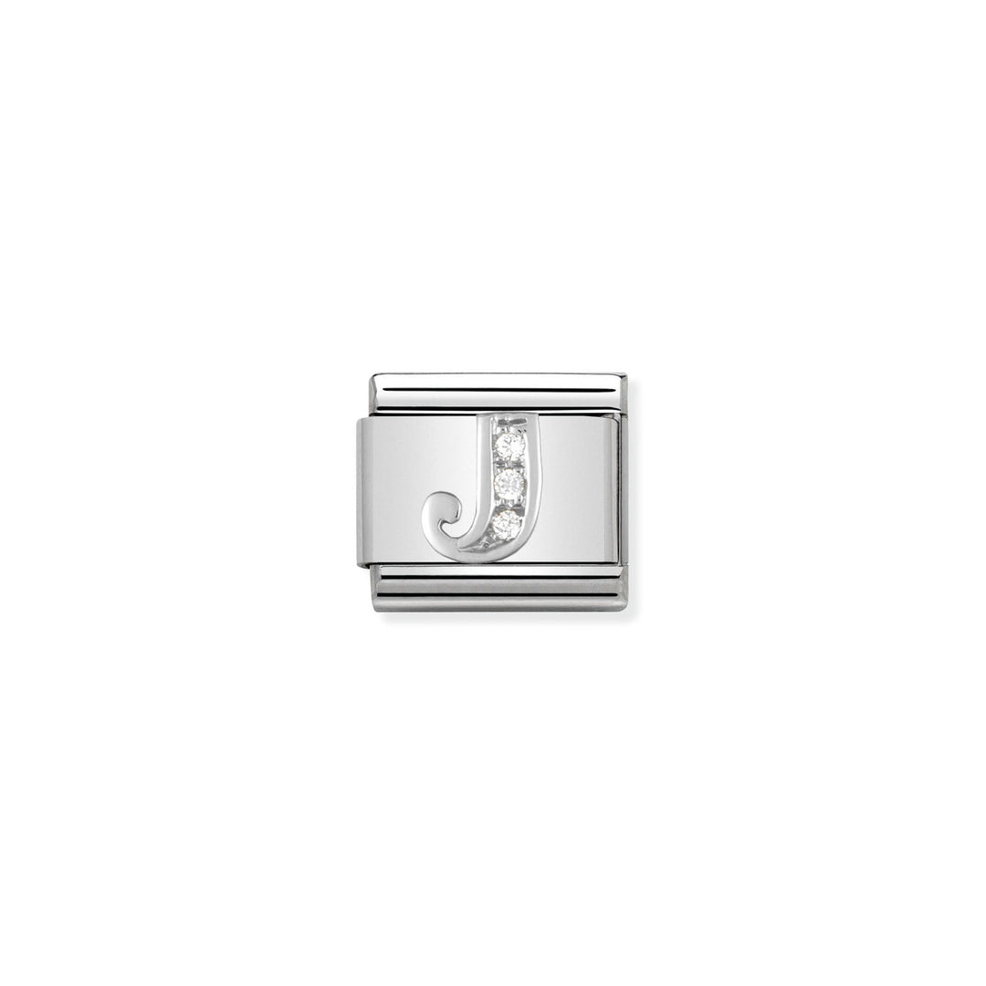 Composable Charm Link - Letters in Stainless Steel with Cubic Zirconia