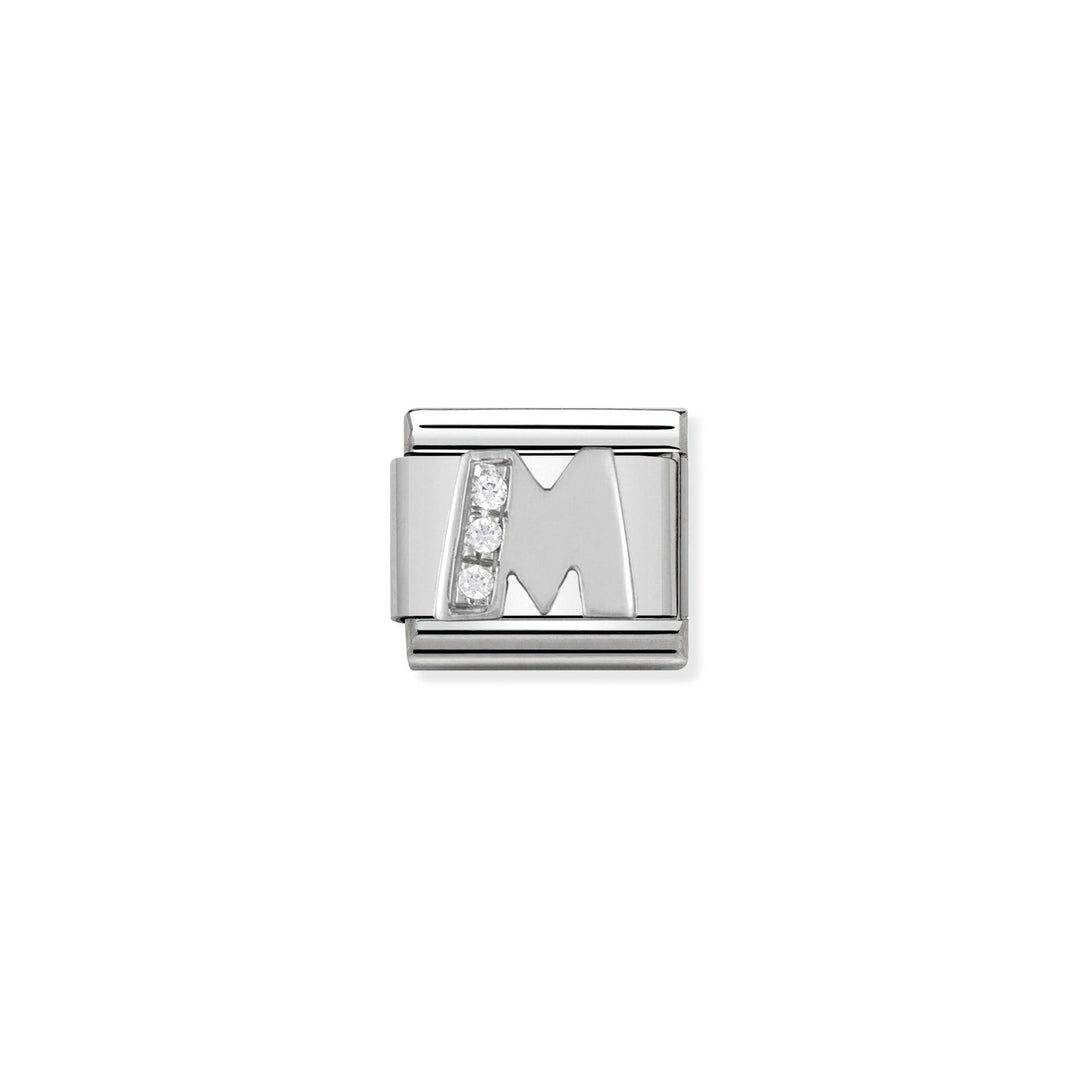 Composable Charm Link - Letters in Stainless Steel with Cubic Zirconia