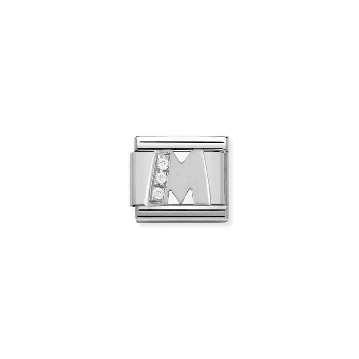 Composable Charm Link - Letters in Stainless Steel with Cubic Zirconia