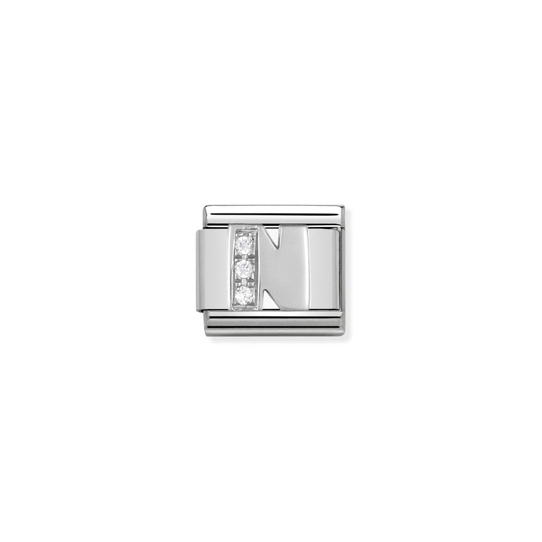 Composable Charm Link - Letters in Stainless Steel with Cubic Zirconia
