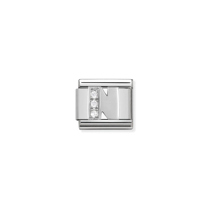 Composable Charm Link - Letters in Stainless Steel with Cubic Zirconia