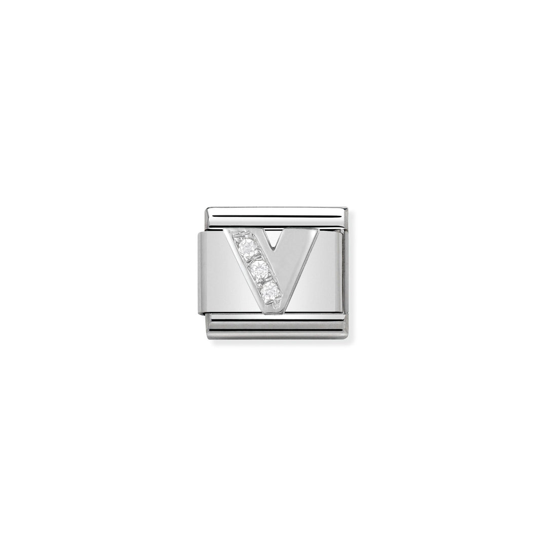 Composable Charm Link - Letters in Stainless Steel with Cubic Zirconia