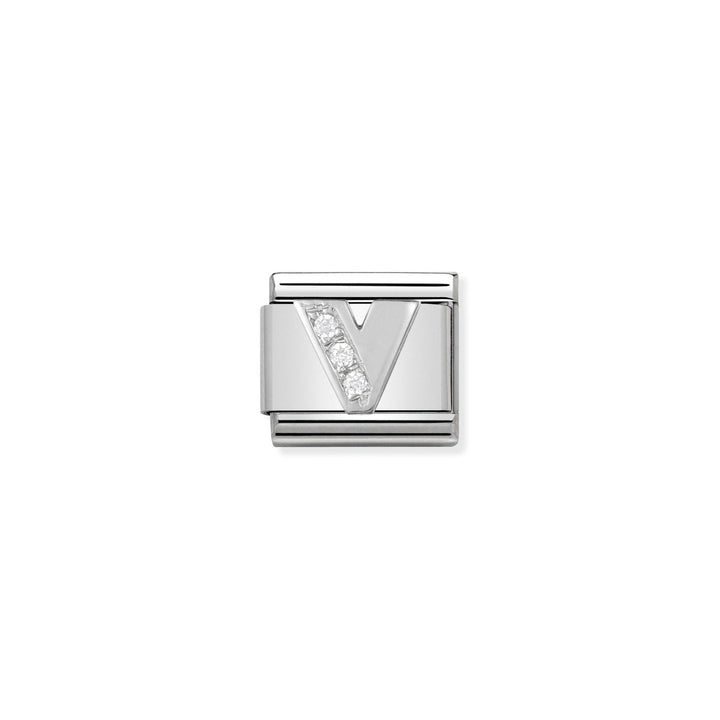 Composable Charm Link - Letters in Stainless Steel with Cubic Zirconia