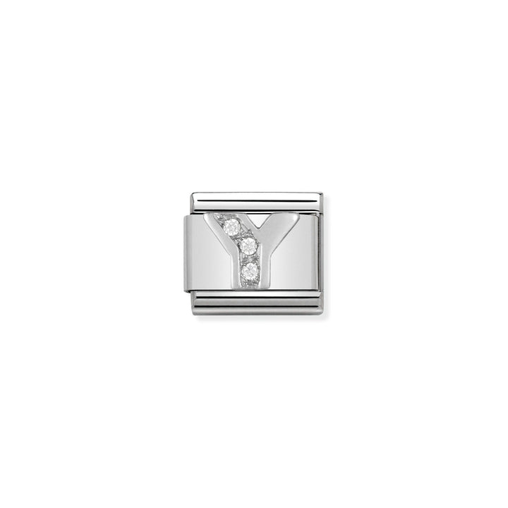Composable Charm Link - Letters in Stainless Steel with Cubic Zirconia
