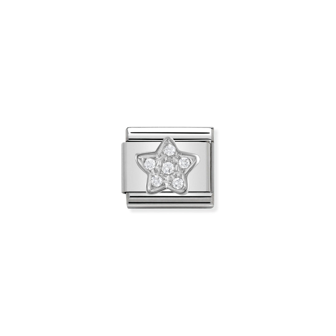 Composable Charm Link - "Star with CZ" in Stainless Steel with Cubic Zirconia #12644