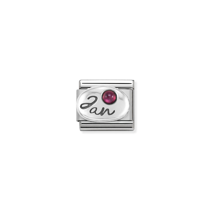 Composable Charm Link - Birthstones in Stainless Steel with Sterling Silver