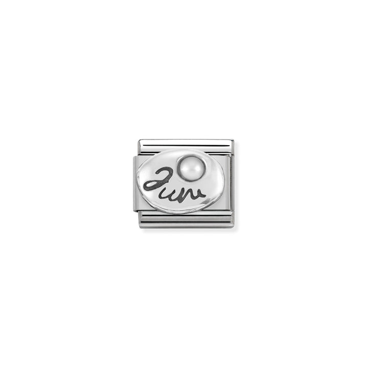 Composable Charm Link - Birthstones in Stainless Steel with Sterling Silver
