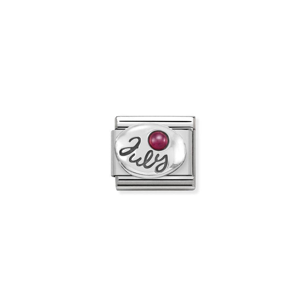 Composable Charm Link - Birthstones in Stainless Steel with Sterling Silver
