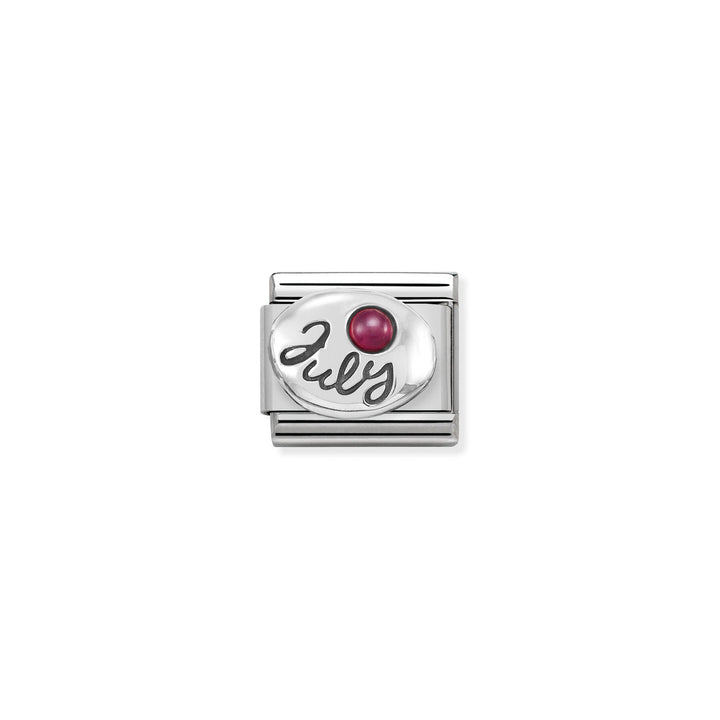 Composable Charm Link - Birthstones in Stainless Steel with Sterling Silver