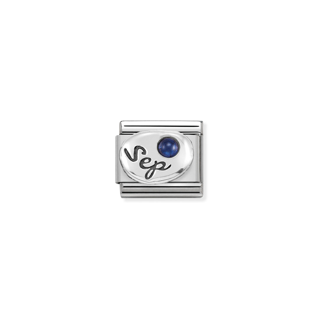 Composable Charm Link - Birthstones in Stainless Steel with Sterling Silver