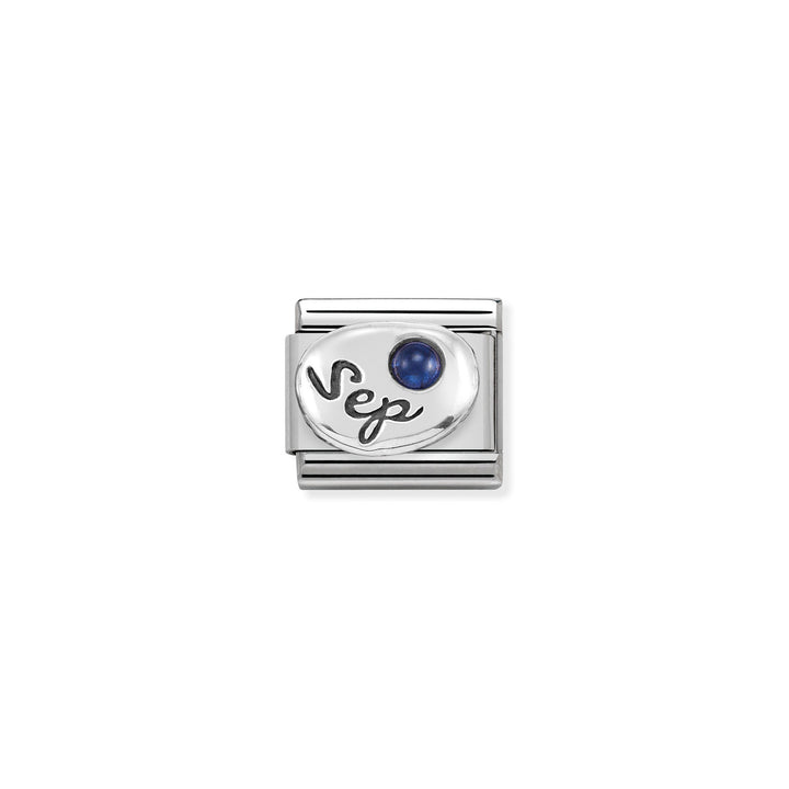 Composable Charm Link - Birthstones in Stainless Steel with Sterling Silver