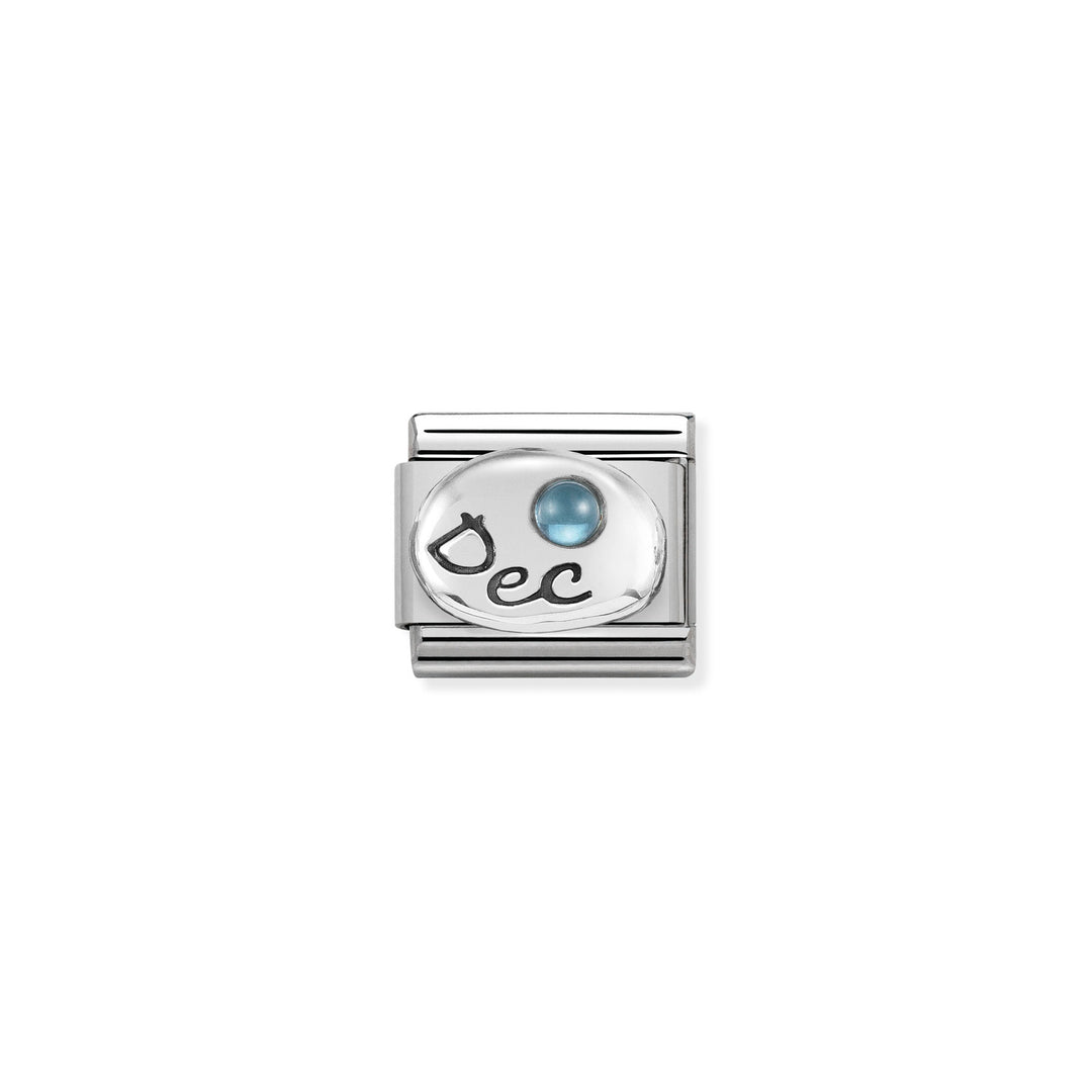 Composable Charm Link - Birthstones in Stainless Steel with Sterling Silver
