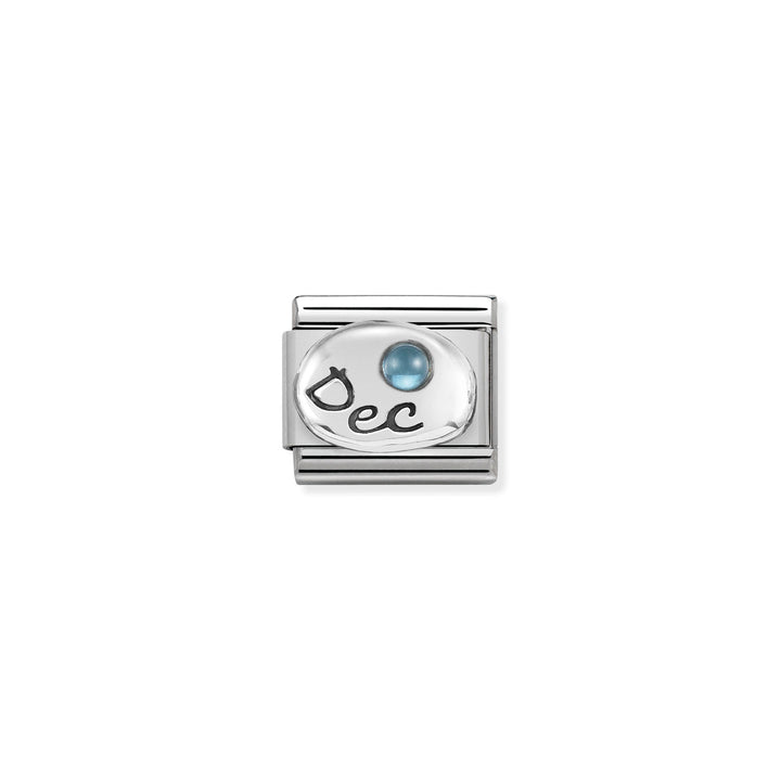 Composable Charm Link - Birthstones in Stainless Steel with Sterling Silver