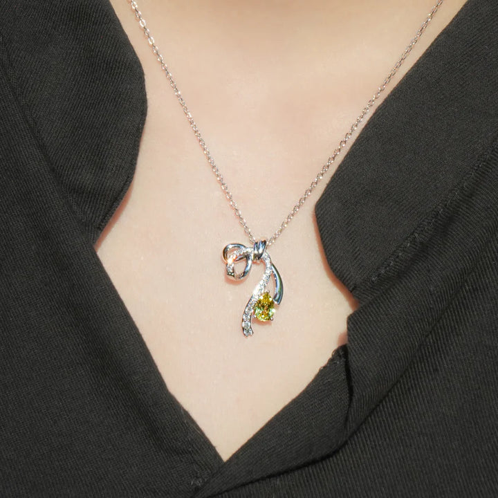 Flourishan "Ribbon Gift" Necklace - 14k White Gold Vermeil #13125