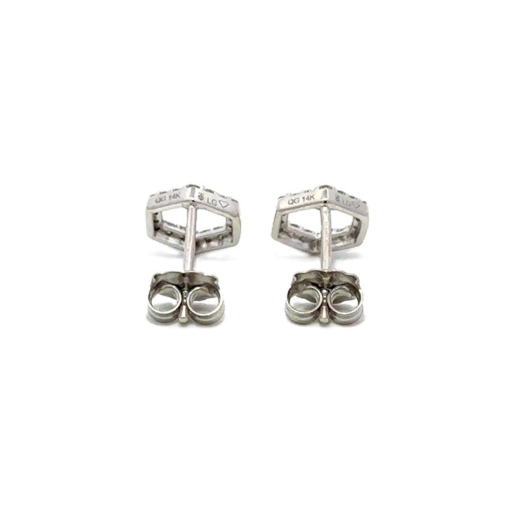 Hexagon Earrings - 14k White Gold 0.20ctw #12000