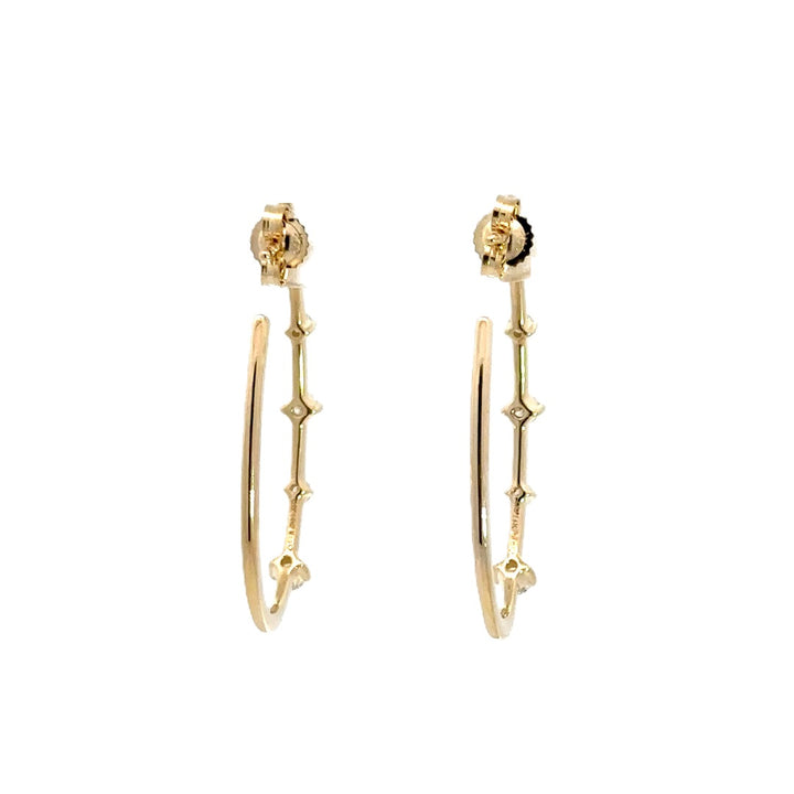 Station Hoop Earrings - 14k Yellow Gold 0.51ctw #11366