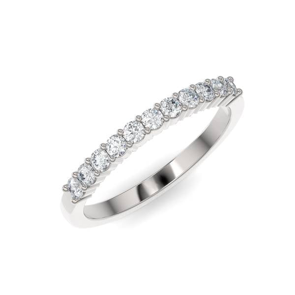 Silver wedding band with diamond accent on a white background.