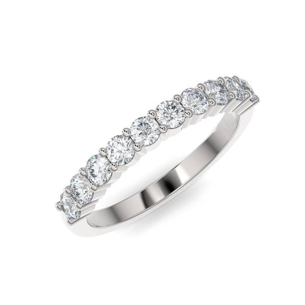 Silver wedding band with diamond accent on a white background.