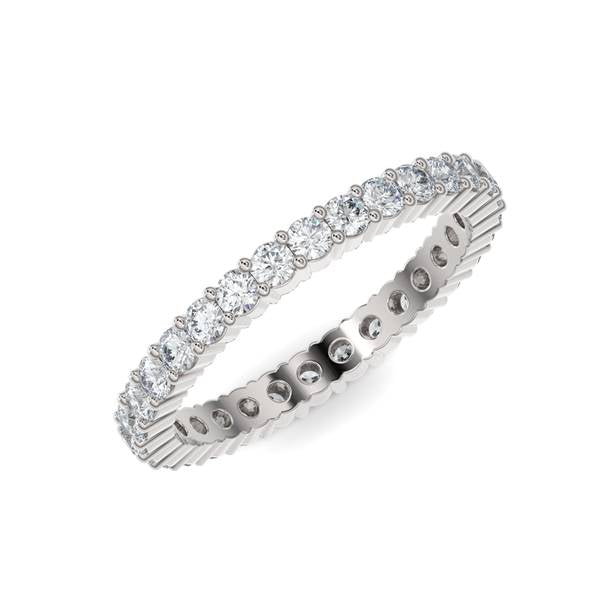 White gold wedding band with diamond accent on a white background.