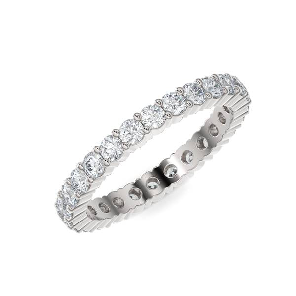 White gold wedding band with diamond accent on a white background.