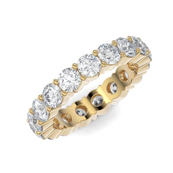 Yellow gold wedding band with diamond accent on a white background.