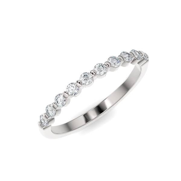 Silver wedding band with diamond accent on a white background.