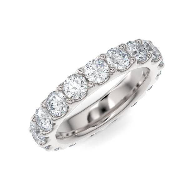 White gold wedding band with diamond accent on a white background.