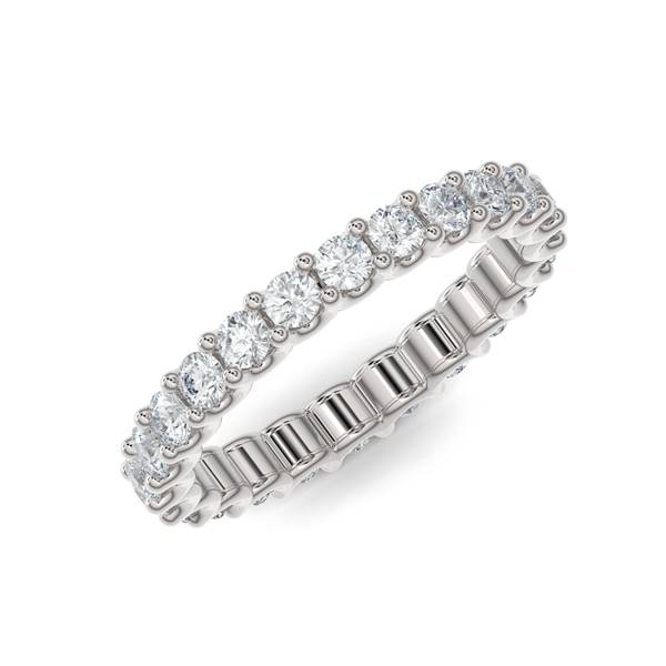 White gold wedding band with diamond accent on a white background.