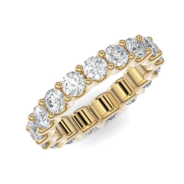 Yellow gold wedding band with diamond accent on a white background.